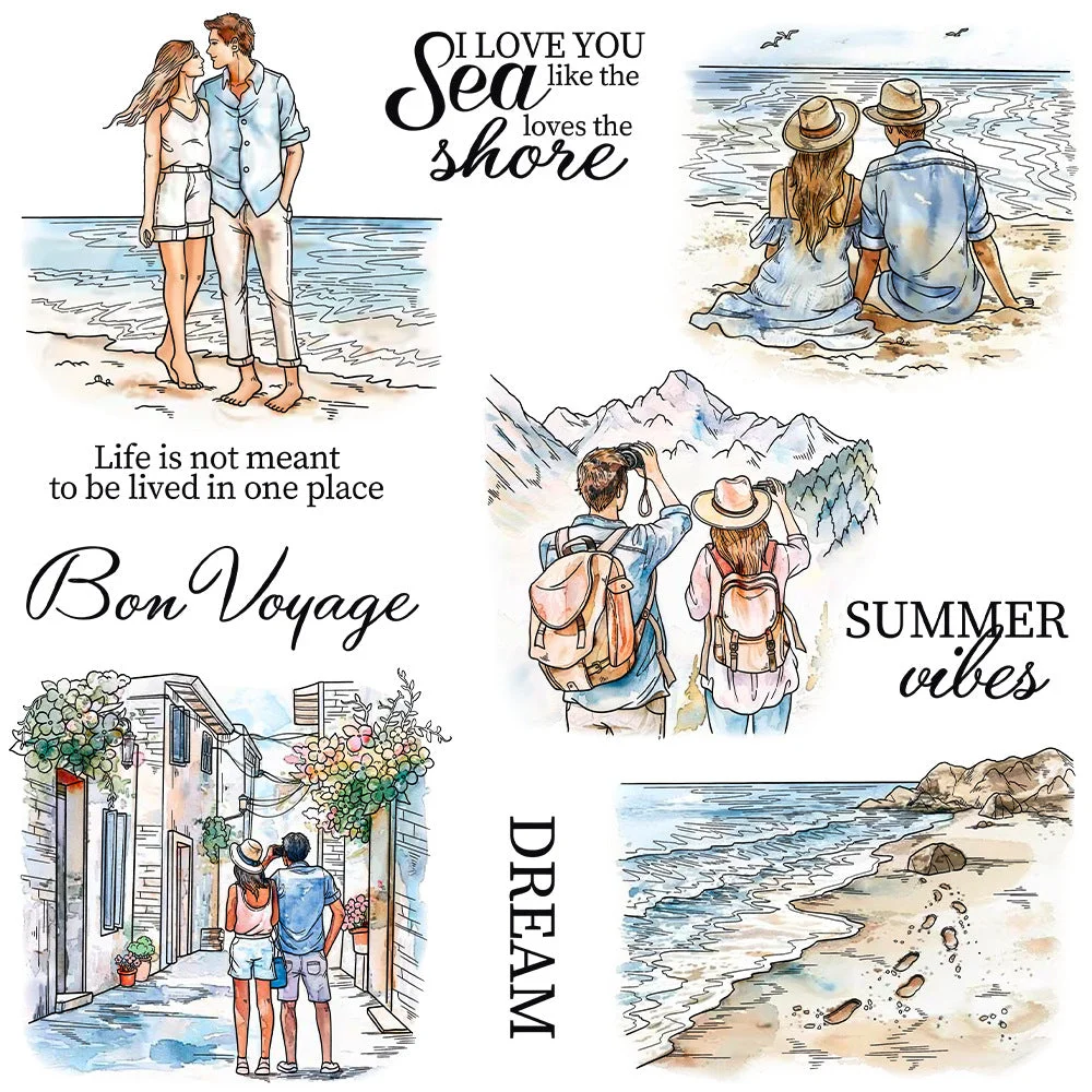 Summer Travel Couple Clear Stamps 00 Summer Travel Couple Clear Stamps 00
