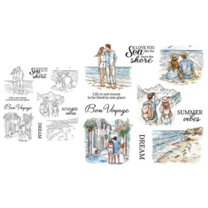 Sumflying Summer Travel Couple Beach Clear Stamps Summer Travel Couple Clear Stamps 03