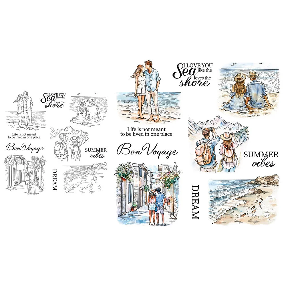 Summer Travel Couple Clear Stamps 03 Summer Travel Couple Clear Stamps 03