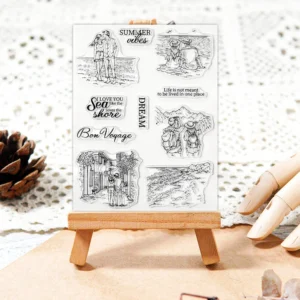 Sumflying Summer Travel Couple Beach Clear Stamps Summer Travel Couple Clear Stamps 05