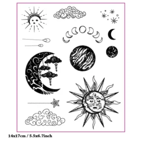 Sumflying Sun Moon Celestial Stars Clear Stamps