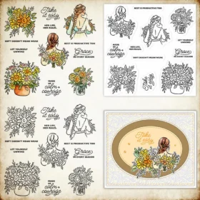 Sumflying Sunflower Woman Grace Clear Stamps
