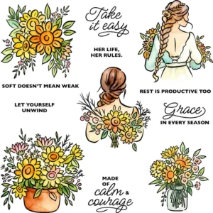 Sunflower Woman Clear Stamps 01