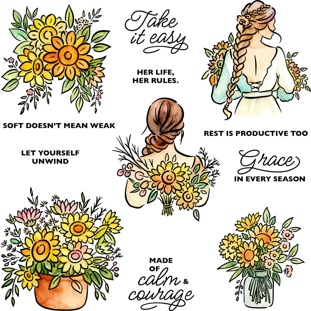 Sunflower Woman Clear Stamps 01 Sunflower Woman Clear Stamps 01