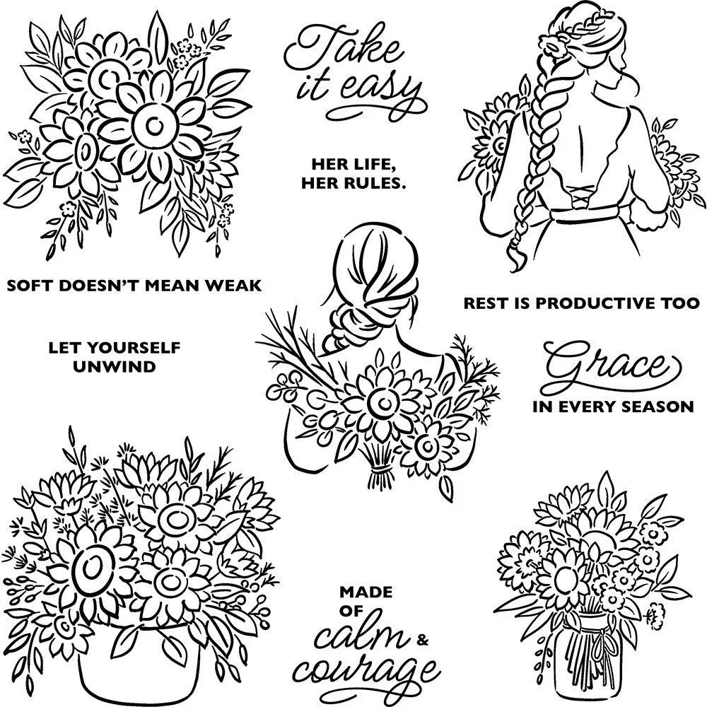 Sunflower Woman Clear Stamps 04 Sunflower Woman Clear Stamps 04