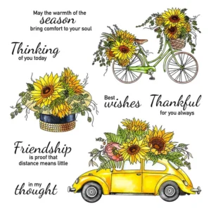 Sunflowers And Cars Clear Stamps 01