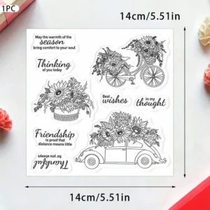 Sunflowers And Cars Clear Stamps 02