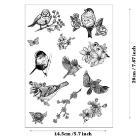 Swallow Sparrow Flowers Stamp Set