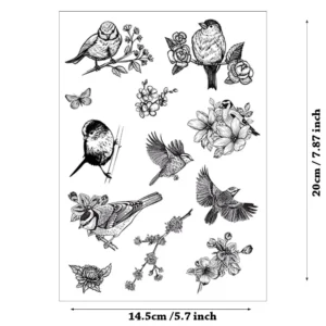 Swallow Sparrow Flowers Stamp Set - main product photo | clear stamp