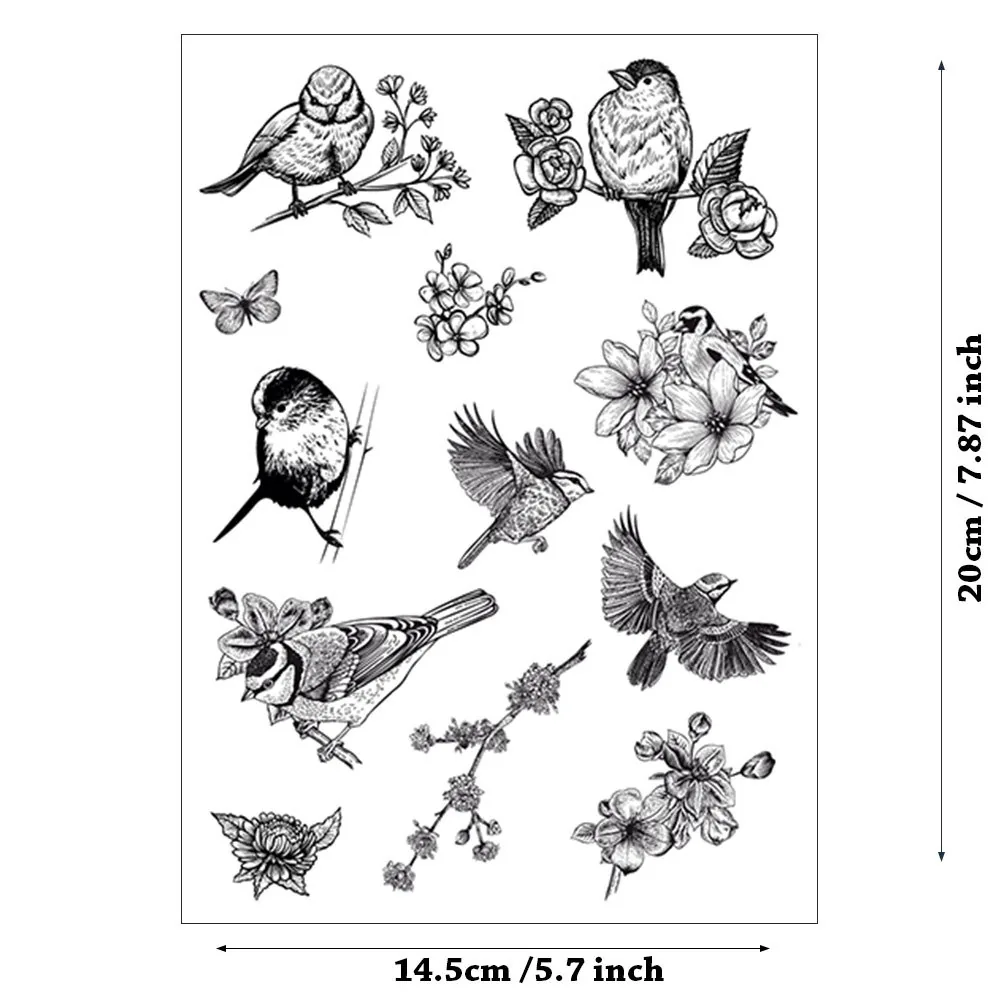 swallow-sparrow-flowers-stamp-set-1 Swallow Sparrow Flowers Stamp Set - main product photo | clear stamp