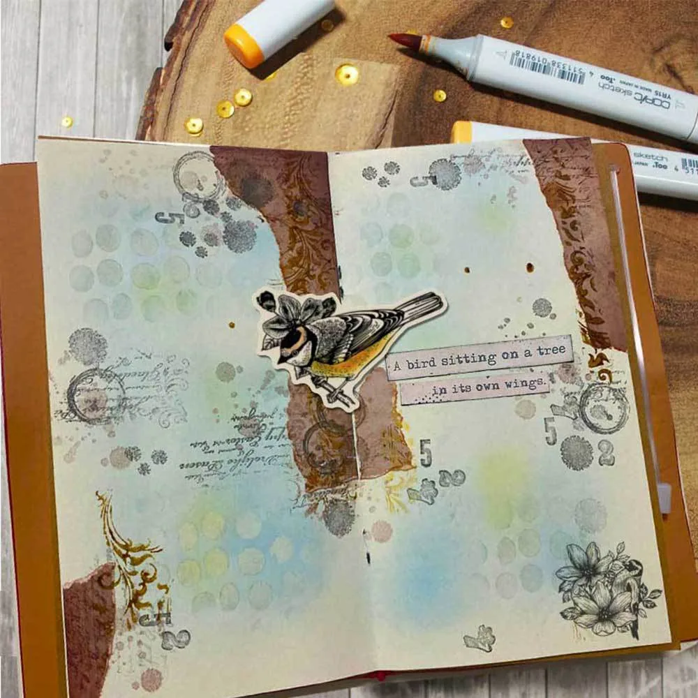 swallow-sparrow-flowers-stamp-set-2 Swallow Sparrow Flowers Stamp Set - detail view | clear stamp