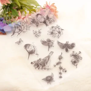 Swallow Sparrow Flowers Stamp Set Swallow Sparrow Flowers Stamp Set - lifestyle photo | clear stamp