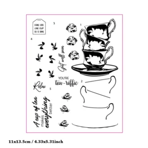 Tea Cups Clear Stamp Set - detail view | clear stamp