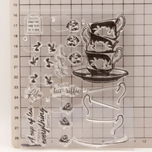 Tea Cups Clear Stamp Set - size chart | clear stamp