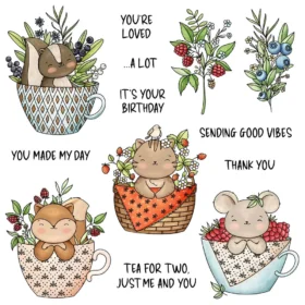 Sumflying Teacup Animals Bunny Bear Clear Stamps