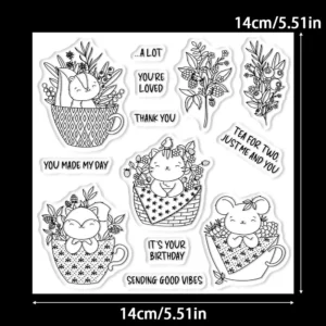 Sumflying Teacup Animals Bunny Bear Clear Stamps Teacup Animals Clear Stamps 02