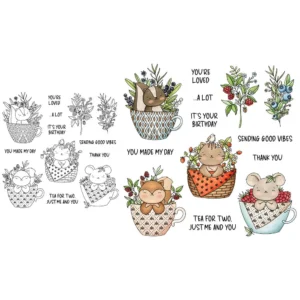 Sumflying Teacup Animals Bunny Bear Clear Stamps Teacup Animals Clear Stamps 03