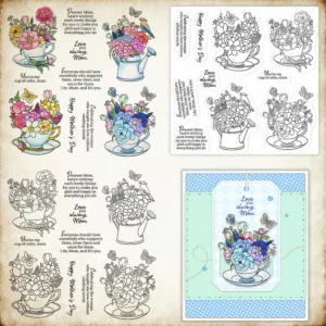 Teacup Flower Cluster Clear Stamps 00