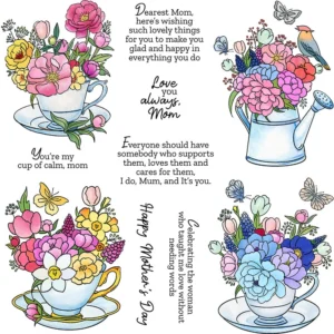 Teacup Flower Cluster Clear Stamps 01