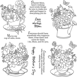 Teacup Flower Cluster Clear Stamps 04