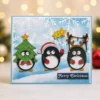 Three Penguins Christmas Card Realistic 01