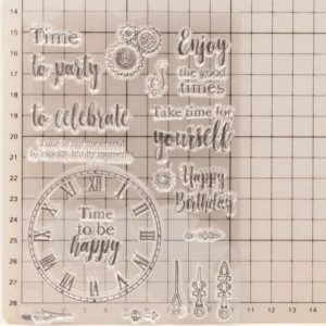 Time Clock Clear Stamp Set - size chart | clear stamp