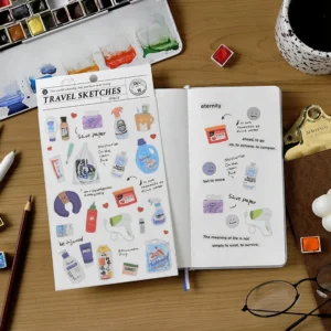 Travel Diary Luggage Food Washi Stickers