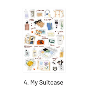 Travel Diary Luggage Food Washi Stickers