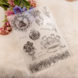 Tulips Windmill Stamp Set - size chart | clear stamp