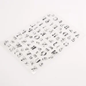 Upper Lowercase Letters Stamp Set - size chart | clear stamp