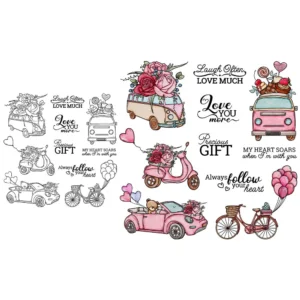 Sumflying Valentines Day Car Heart Love Clear Stamps Valentines Day Car Clear Stamps 05