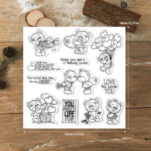 Sumflying Valentines Day Teddy Bear Heart Clear Stamps Valentines Day Teddy Bear Clear Stamps 02