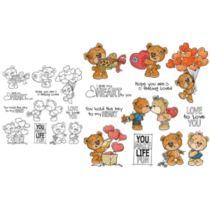 Sumflying Valentines Day Teddy Bear Heart Clear Stamps Valentines Day Teddy Bear Clear Stamps 04