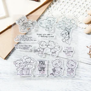 Sumflying Valentines Day Teddy Bear Heart Clear Stamps Valentines Day Teddy Bear Clear Stamps 05
