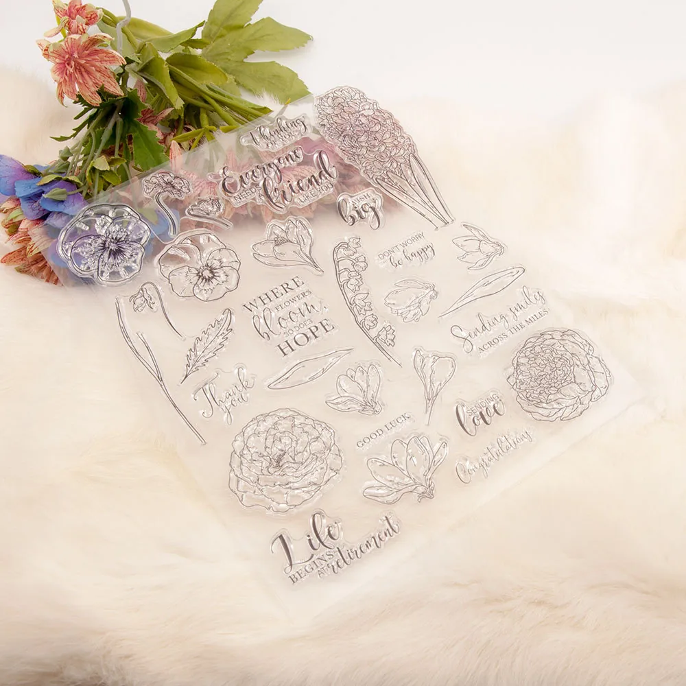 various-flowers-peony-orchid-hyacinth-stamp-set-4 Various Flowers Peony Orchid Hyacinth Stamp Set - lifestyle photo | clear stamp