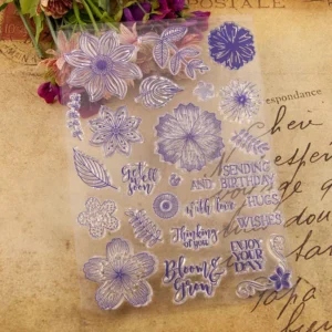 Various Flowers Stamp Set - size chart | clear stamp