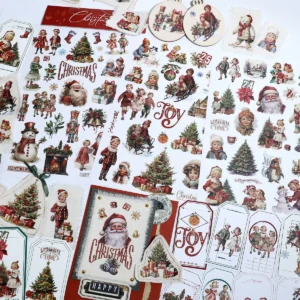 Vintage Christmas Rub On Transfer Stickers - 3 Sheets Pack