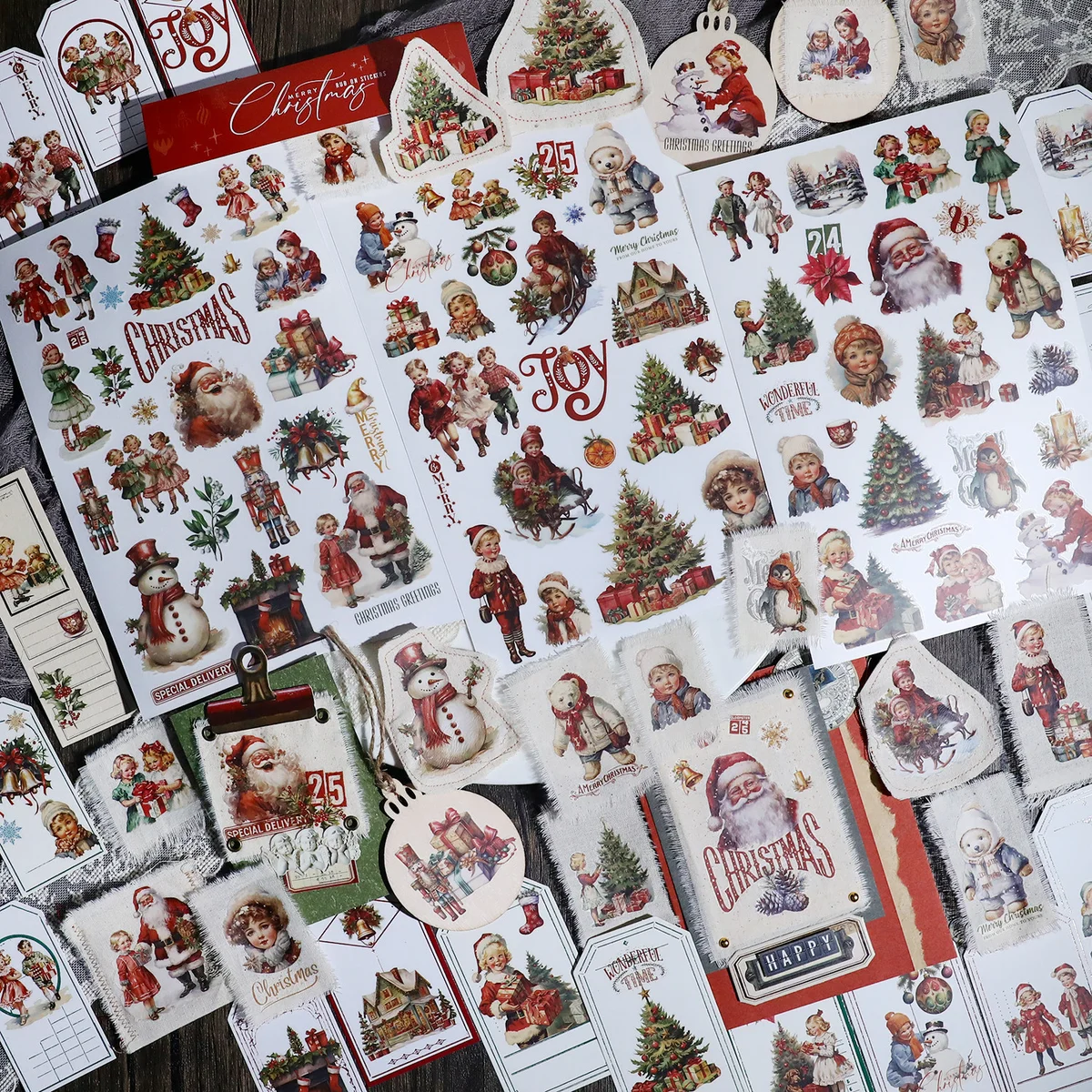 Vintage Christmas Rub On Transfer Stickers - 3 Sheets Pack - detail image 2