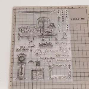 Vintage Clock Sofa Clear Stamp Set - lifestyle photo | clear stamp