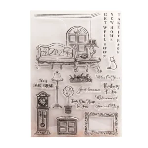 Vintage Clock Sofa Clear Stamp Set - packaging photo | clear stamp