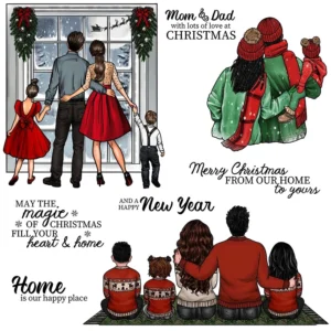 Warm Family Christmas Holiday Clear Stamps 00