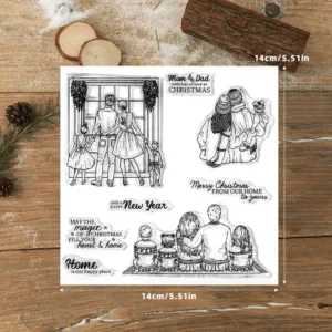 Sumflying Warm Family Christmas Holiday Fireplace Clear Stamps Warm Family Christmas Holiday Clear Stamps 02