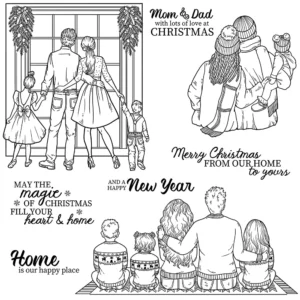 Sumflying Warm Family Christmas Holiday Fireplace Clear Stamps Warm Family Christmas Holiday Clear Stamps 04