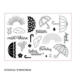 Weather Umbrella Clear Stamp Set - detail view | clear stamp