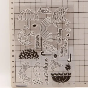 Weather Umbrella Clear Stamp Set - size chart | clear stamp