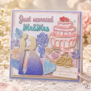 Wedding Just Married Card Realistic 01