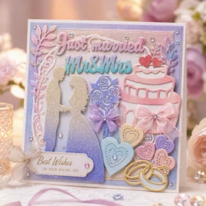 Wedding Just Married Card Realistic 02