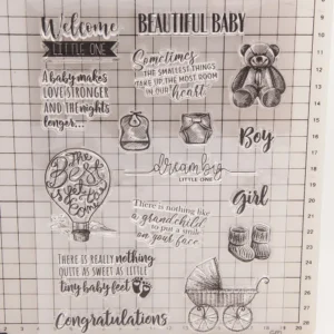 Welcome Baby Letters Clear Stamp Set - size chart | clear stamp