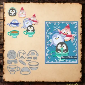 Winter Cartoon Penguins Metal Cutting Dies 04