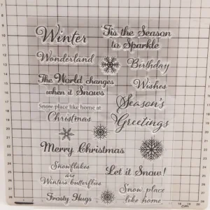Winter Christmas Letters Clear Stamp Set - size chart | clear stamp